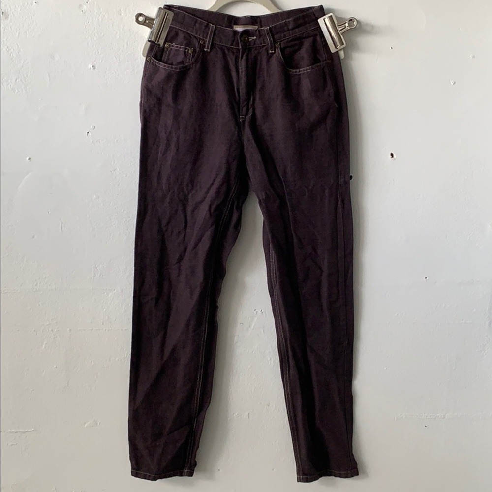 Lizwear petite linen high waisted dark brown pants